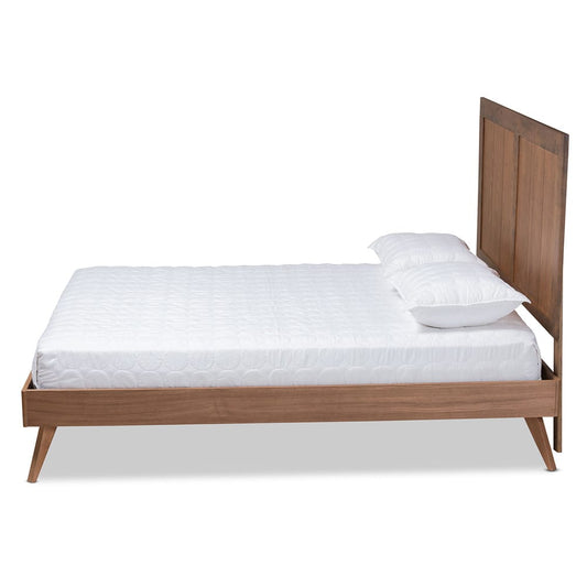 Baxton Studio - Amira Queen Size Bed in Ash Walnut - Amira-Ash Walnut-Queen view 2