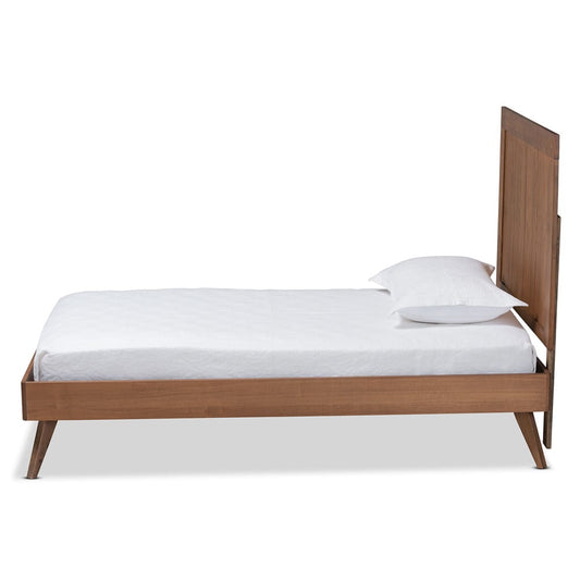 Baxton Studio - Amira Twin Size Bed in Ash Walnut - Amira-Ash Walnut-Twin view 2
