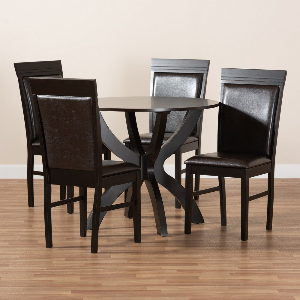 Baxton Studio - Ancel Dining Set in Dark Brown - Ancel-Dark Brown-5PC Dining Set view 8