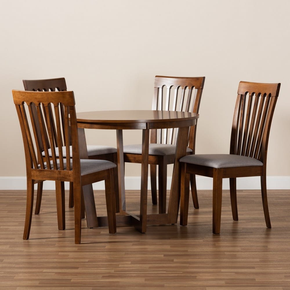 Baxton Studio - Andi Dining Set in Grey/walnut brown - Andi-Grey/Walnut-5PC Dining Set view 8