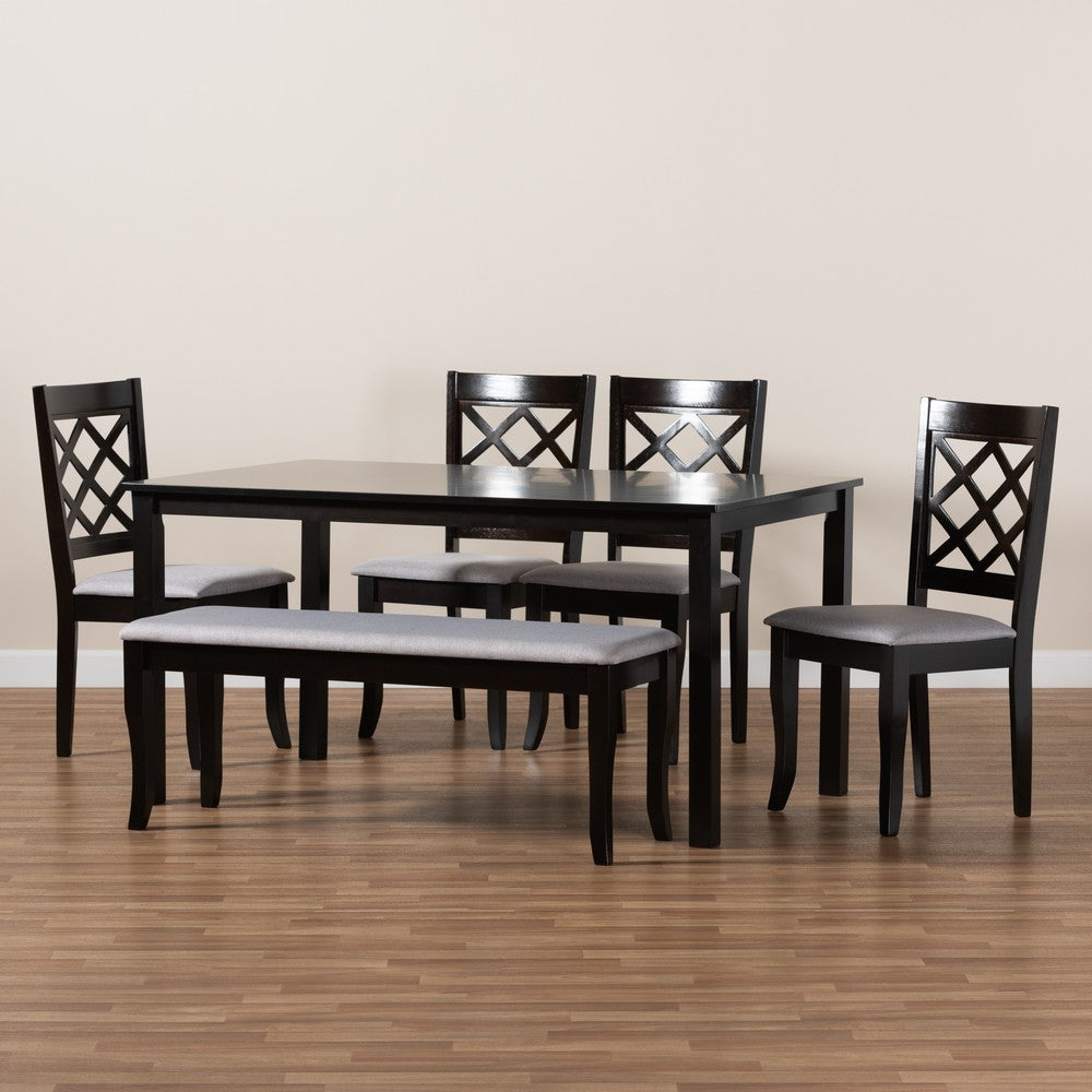 Baxton Studio - Andor Dining Set in Grey/Dark Brown - RH330C-Grey/Dark Brown-6PC Dining Set view 9