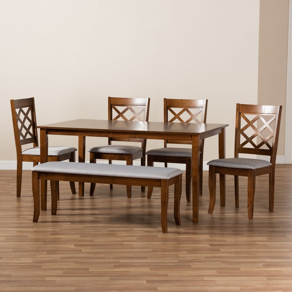 Baxton Studio - Andor Dining Set in Grey/Walnut - RH330C-Grey/Walnut-6PC Dining Set view 8