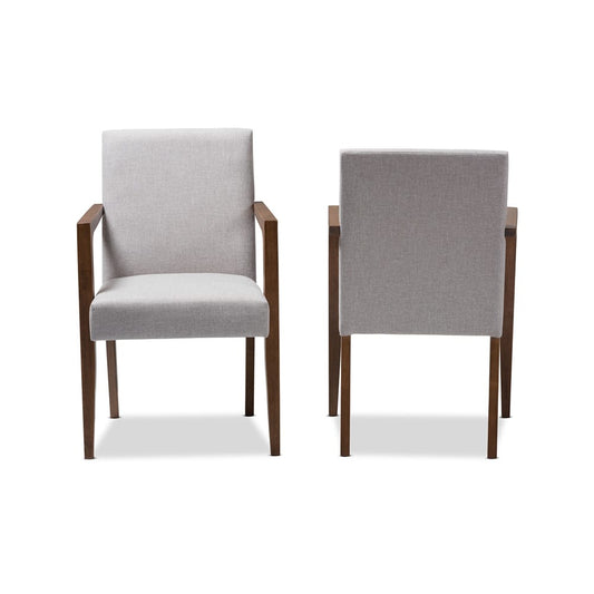 Baxton Studio - Andrea Set of 2 Dining Chairs in Greyish Beige/"Walnut" Brown - BBT5267-Greyish Beige-Chair view 2