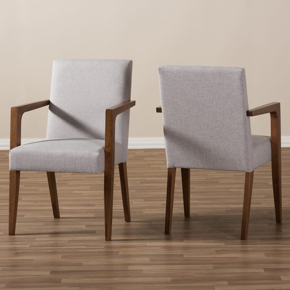 Baxton Studio - Andrea Set of 2 Dining Chairs in Greyish Beige/"Walnut" Brown - BBT5267-Greyish Beige-Chair view 5