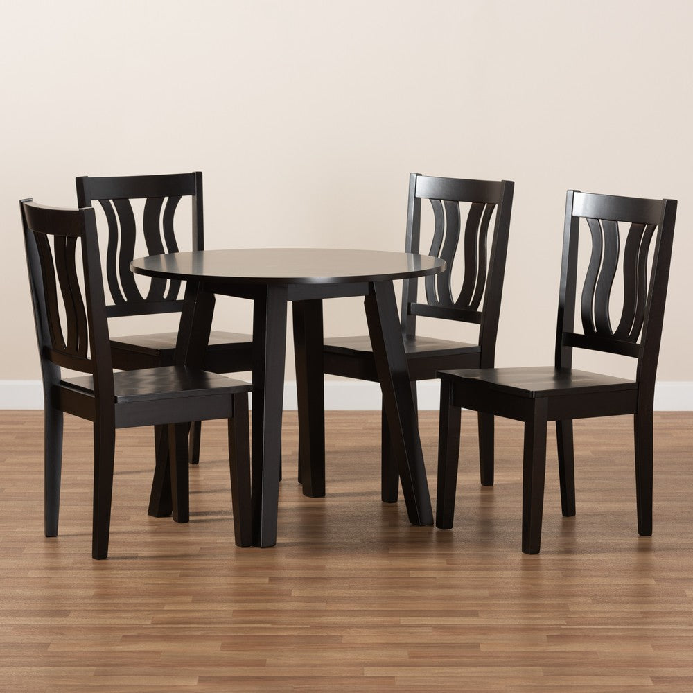 Baxton Studio - Anesa Dining Set in Dark Brown - Anesa-Dark Brown-5PC Dining Set view 8