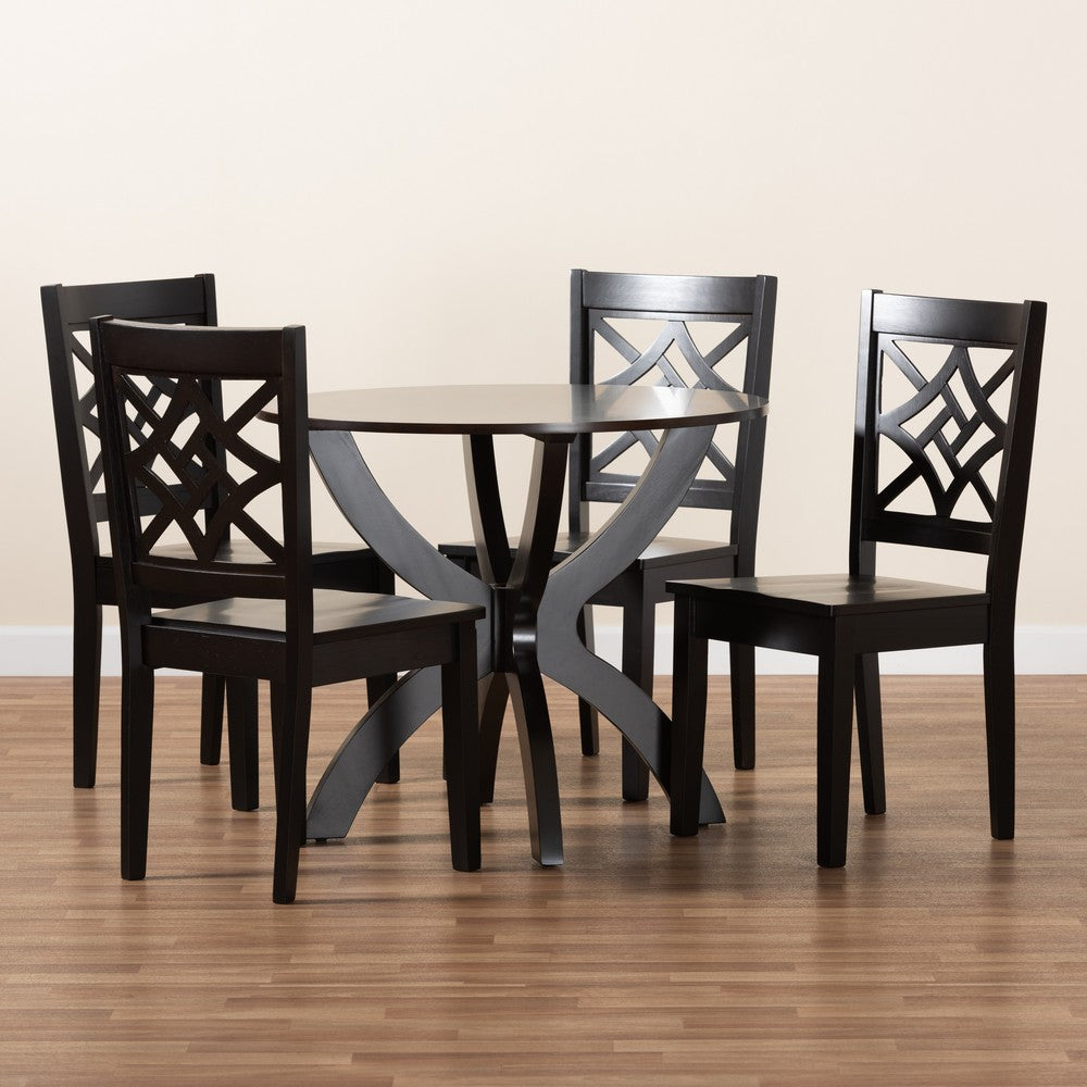 Baxton Studio - Anila Dining Set in Dark Brown - Anila-Dark Brown-5PC Dining Set view 8