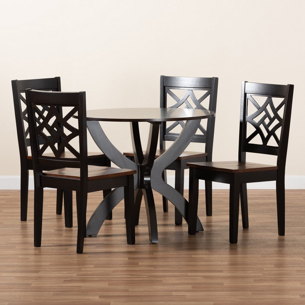 Baxton Studio - Anila Dining Set in Dark Brown/Walnut Brown - Anila-Dark Brown/Walnut-5PC Dining Set view 8