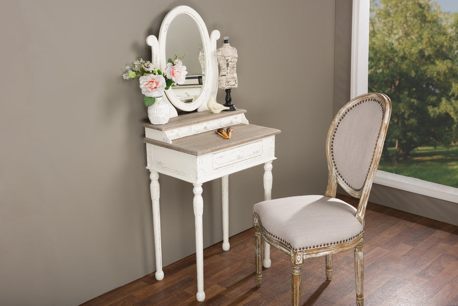 Baxton Studio - Anjou Armoire in White/Light Brown - PLM5VM/M B-CA view 7