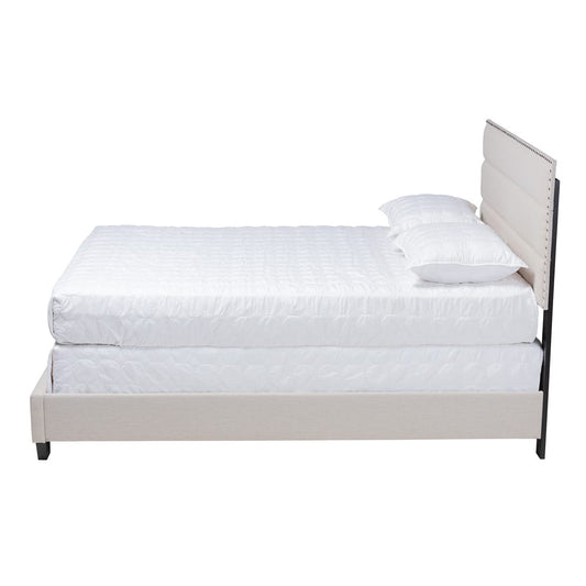 Baxton Studio - Ansa Full Size Bed in Beige/Black - CF9084C-Beige-Full view 2
