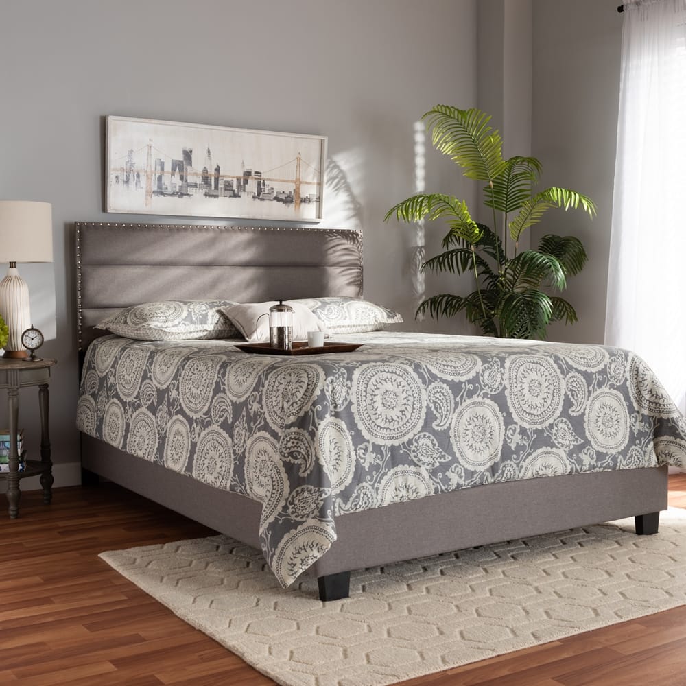 Baxton Studio - Ansa Full Size Bed in Grey/Black - CF9084C-Grey-Full view 7