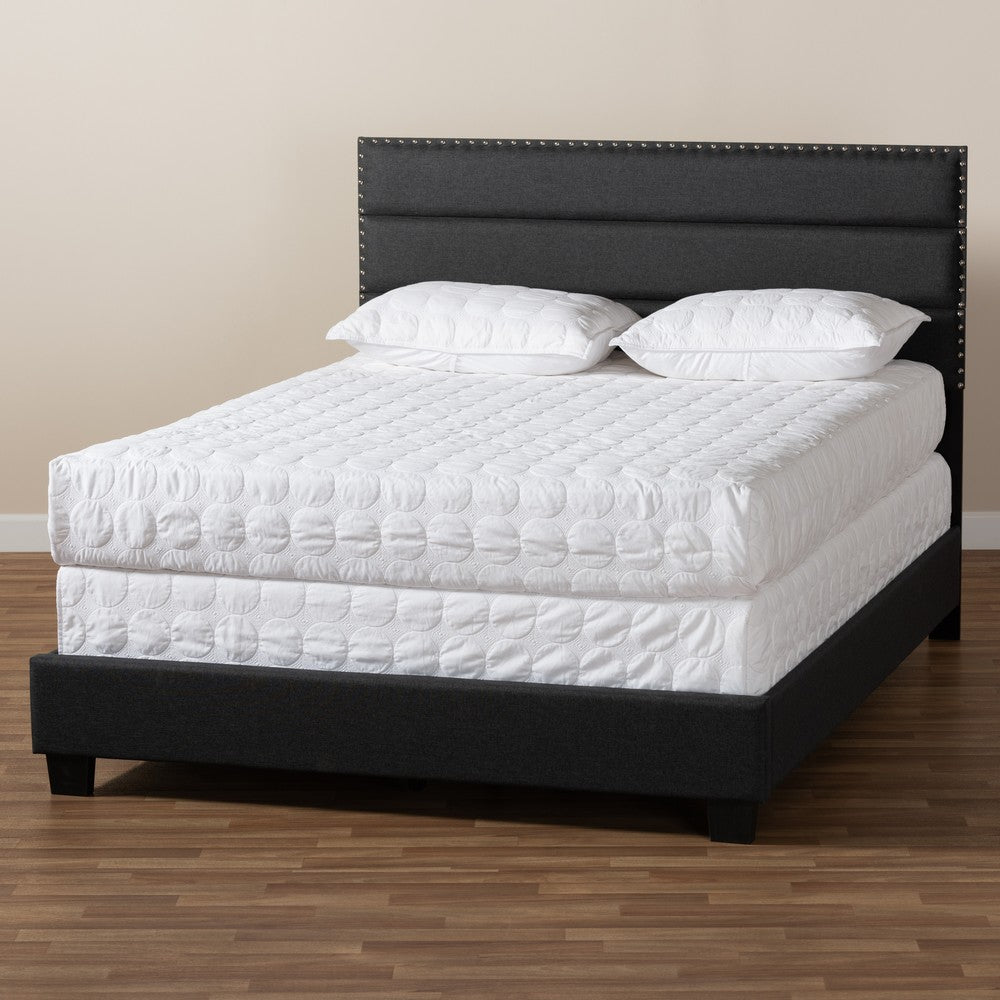 Baxton Studio - Ansa King Size Bed in Dark Grey/Black - CF9084C-Charcoal-King view 7