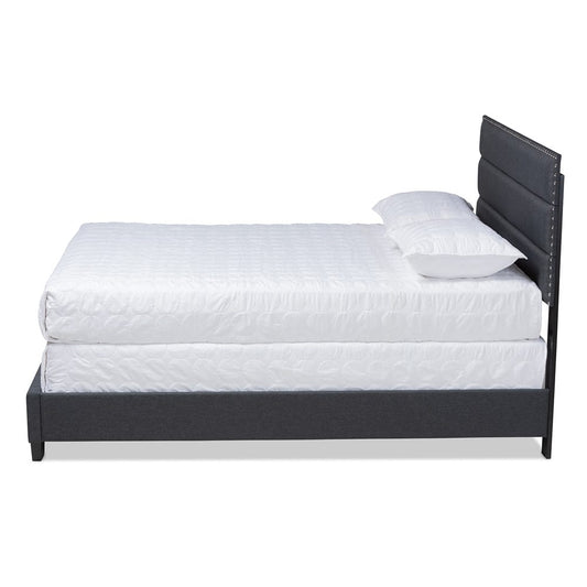 Baxton Studio - Ansa Queen Size Bed in Dark Grey/Black - CF9084C-Charcoal-Queen view 2