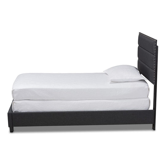 Baxton Studio - Ansa Twin Size Bed in Dark Grey/Black - CF9084C-Charcoal-Twin view 2