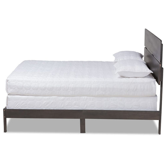 Baxton Studio - Anthony Queen Size Bed in Dark Greyish Oak - MG0024-Green Gray-Queen view 2