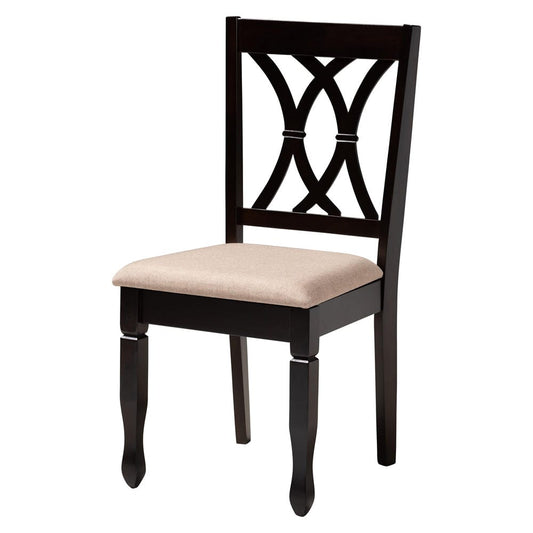 Baxton Studio - April Dining Set in Sand/Dark Brown - Mirela-Sand/Dark Brown-5PC Dining Set view 2