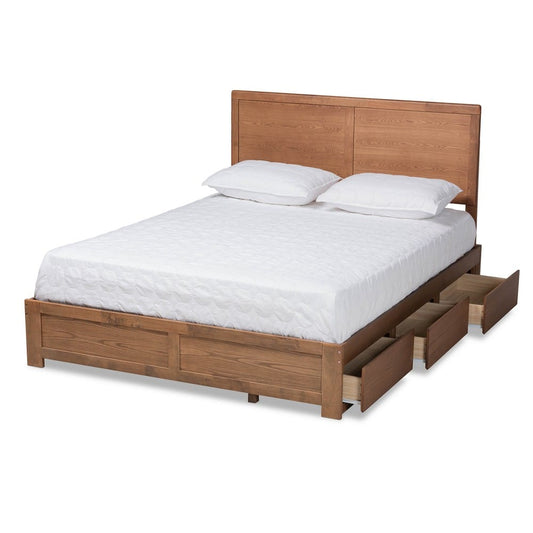 Baxton Studio - Aras Full Size Bed in Ash Walnut - Aras-Ash Walnut-Full view 2
