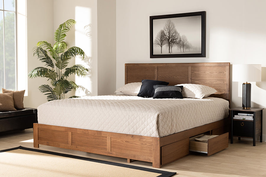 Baxton Studio - Aras King Size Bed in Ash Walnut - Aras-Ash Walnut-King view 10