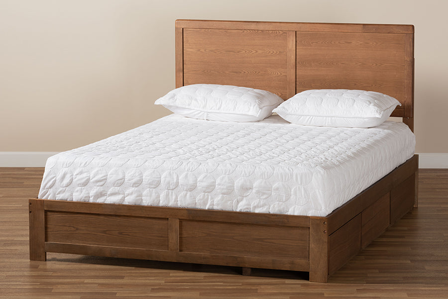 Baxton Studio - Aras Queen Size Bed in Ash Walnut - Aras-Ash Walnut-Queen view 10