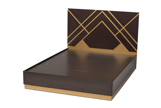 Baxton Studio - Arcelia Queen Size Bed - SEBED13032026-Modi Wenge/Gold-Queen view 2