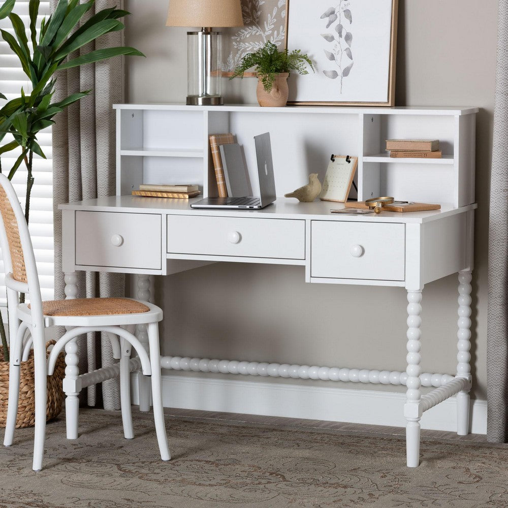 Baxton Studio - Archwood Desk in White - Spindle-White-Desk view 9