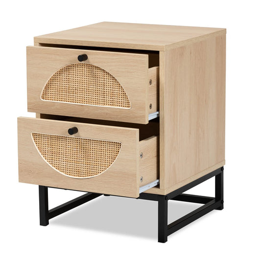 Baxton Studio - Ardon End Table in Light Brown/Black - MUS-005-Natural/Black view 2