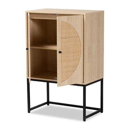 Baxton Studio - Ardon Storage Cabinet in Light Brown/Black - MUS-003-Natural/Black view 2