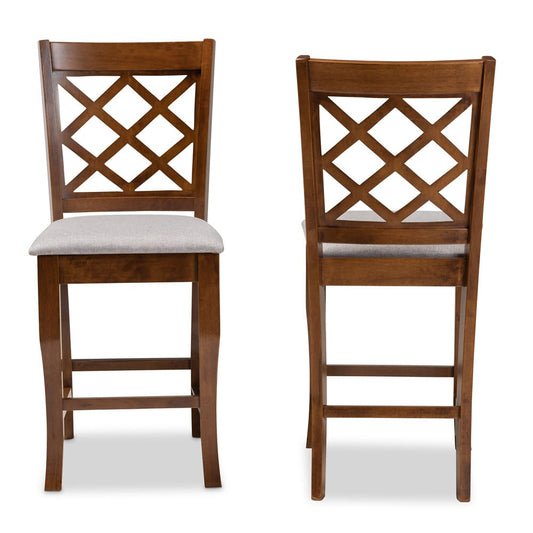 Baxton Studio - Aria Set of 2 Pub Stools in Grey/Walnut - RH320P-Grey/Walnut-PC view 2