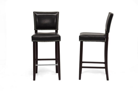 Baxton Studio - Aries Set of 2 Bar Stools in Black - BBT5112 Bar Stool-Black view 2