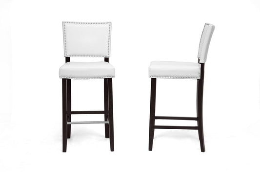 Baxton Studio - Aries Set of 2 Bar Stools in White - BBT5112 Bar Stool-White view 2
