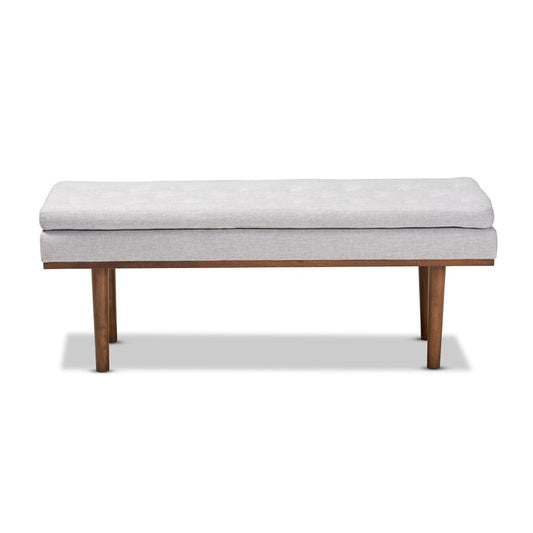 Baxton Studio - Arne Bench in Greyish Beige/Walnut - BBT5369-Greyish Beige/Walnut-Bench view 2