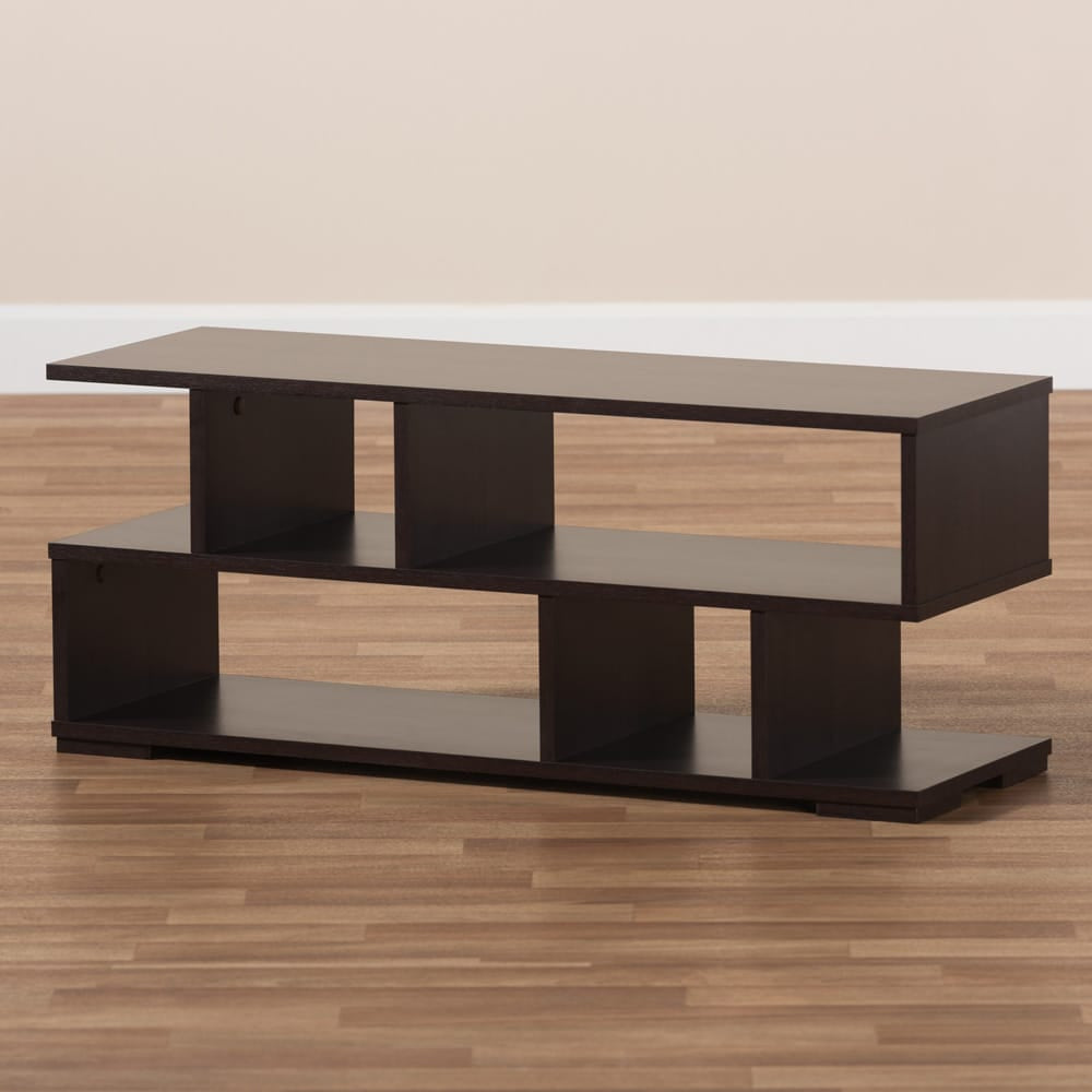 Baxton Studio - Arne TV Stand in Dark Brown - TV8001-Wenge-TV view 5