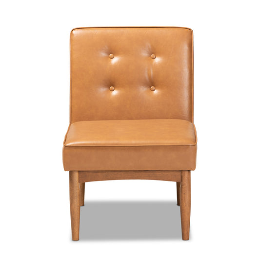 Baxton Studio - Arvid Dining Chair in Tan/walnut brown - BBT8051-Tan/Walnut-CC view 2