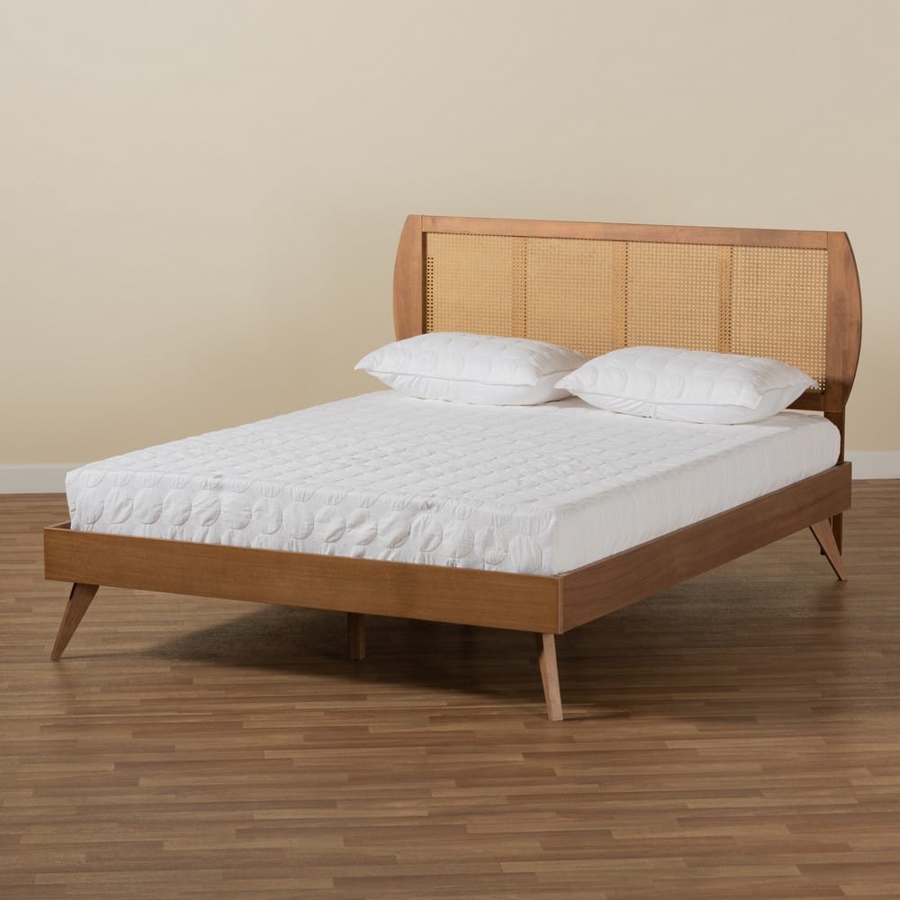 Baxton Studio - Asami King Size Bed in Walnut Brown - Asami-Ash Walnut Rattan-King view 7