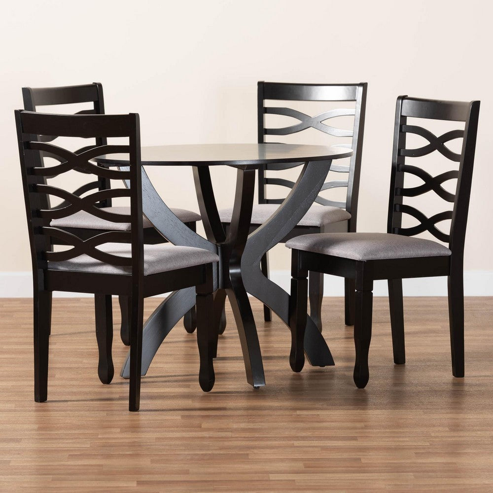 Baxton Studio - Aspen Dining Set in Grey/Dark Brown - Lia-Grey/Dark Brown-5PC Dining Set view 9
