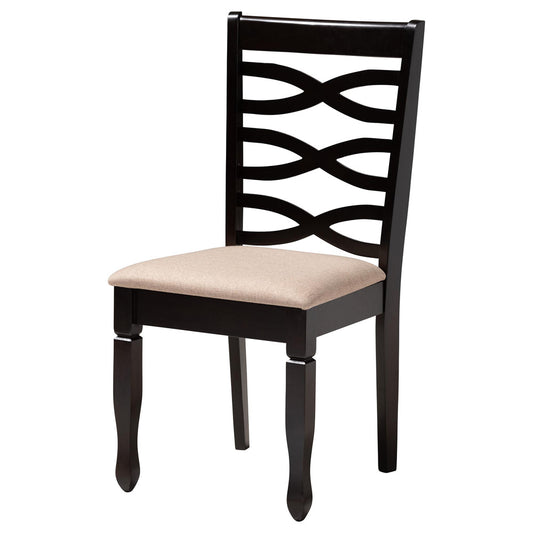 Baxton Studio - Aspen Dining Set in Sand/Dark Brown - Lia-Sand/Dark Brown-5PC Dining Set view 2
