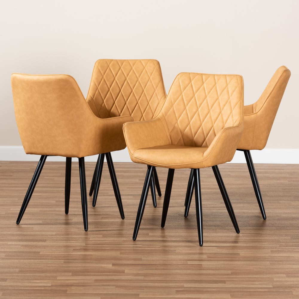Baxton Studio - Astrid Set of 4 Dining Chairs in Tan/Black - 19A09-Tan/Black-DC view 6