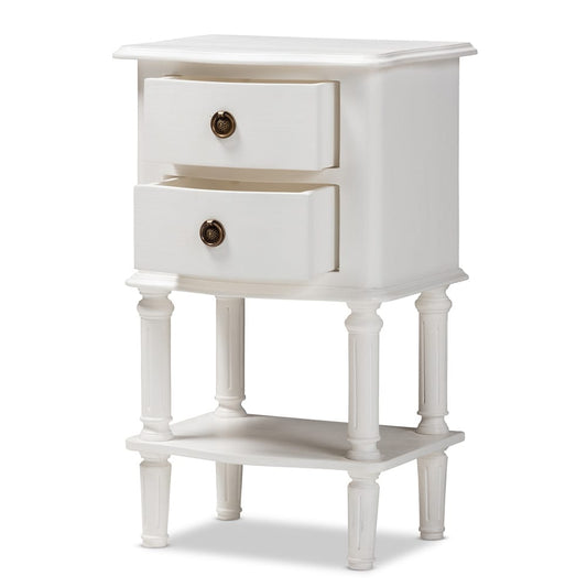 Baxton Studio - Audrey Nightstand in White - GLA5-White-NS view 2