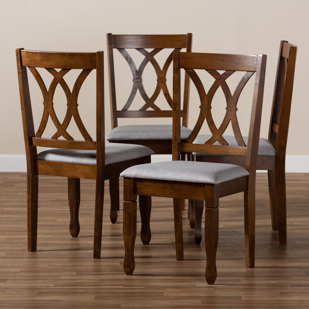 Baxton Studio - Augustine Set of 4 Dining Chairs in Grey/Walnut Brown - RH316C-Grey/Walnut-DC-4PK view 6