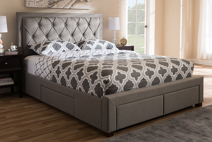 Baxton Studio - Aurelie King Size Bed in Light Grey - CF8622-D-Light Grey-King view 10