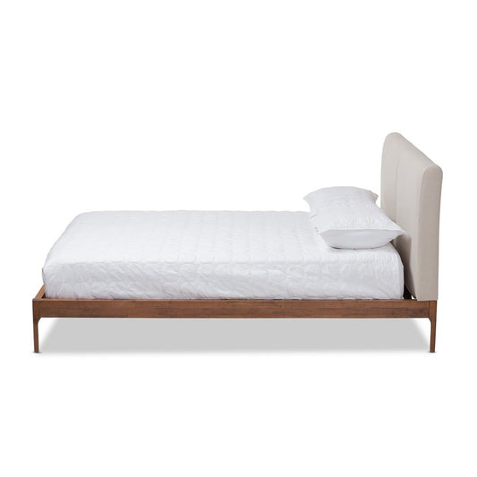 Baxton Studio - Aveneil Full Size Bed in Beige/Walnut Brown - BBT6723-Light Beige-Full view 2
