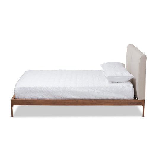 Baxton Studio - Aveneil Queen Size Bed in Beige/Walnut Brown - BBT6723-Light Beige-Queen view 2