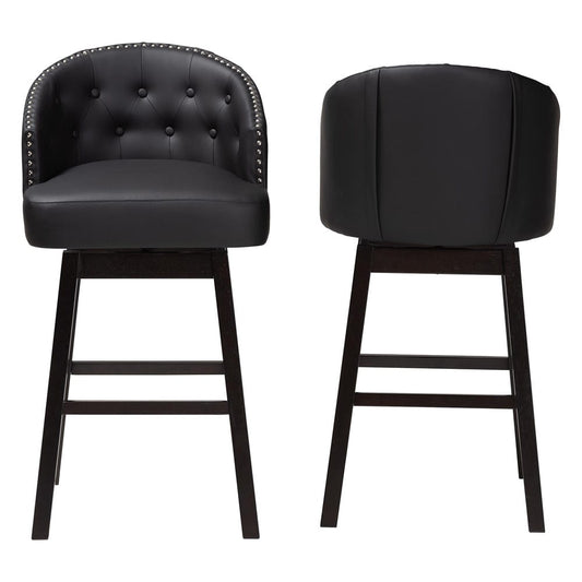 Baxton Studio - Avril Set of 2 Bar Stools in Black - BBT5210A1-BS-Black view 2