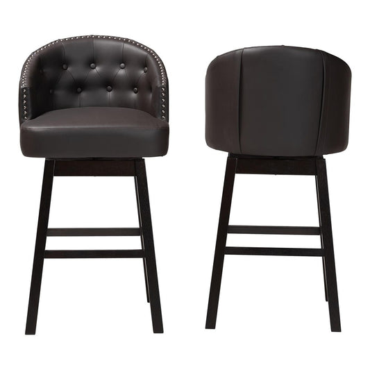 Baxton Studio - Avril Set of 2 Bar Stools in Brown - BBT5210A1-BS-Brown view 2