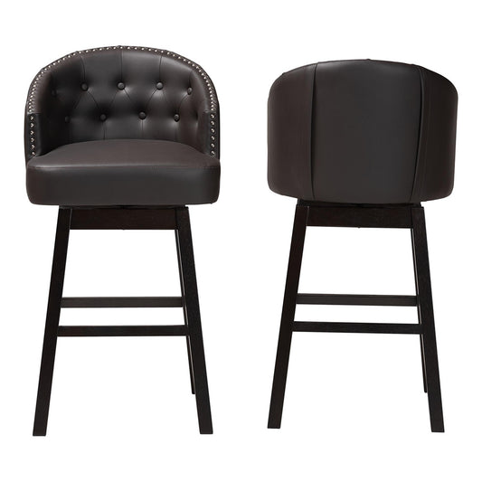 Baxton Studio - Avril Set of 2 Bar Stools in Brown - BBT5210A1-BS-Brown view 2