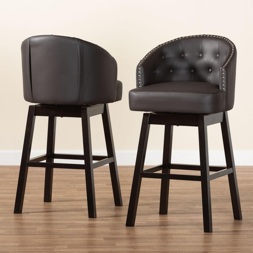 Baxton Studio - Avril Set of 2 Bar Stools in Brown - BBT5210A1-BS-Brown view 8