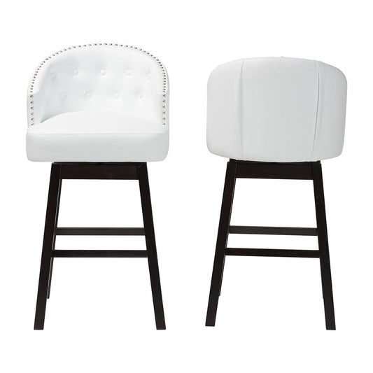 Baxton Studio - Avril Set of 2 Bar Stools in White - BBT5210A1-BS-White view 2