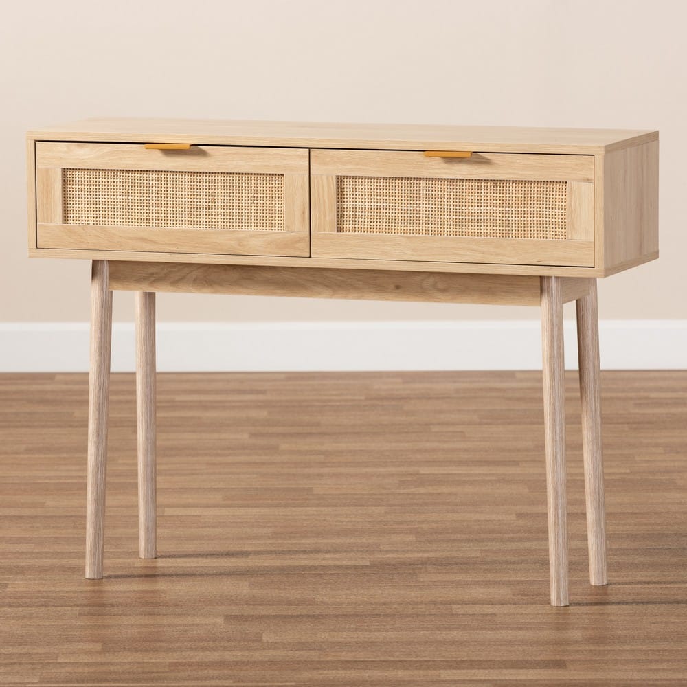 Baxton Studio - Baird Console Table in Oak Brown - SR191632-Rattan-Console view 8