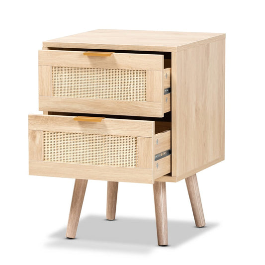Baxton Studio - Baird End Table in Oak Brown - SR196128-Rattan-ET view 2