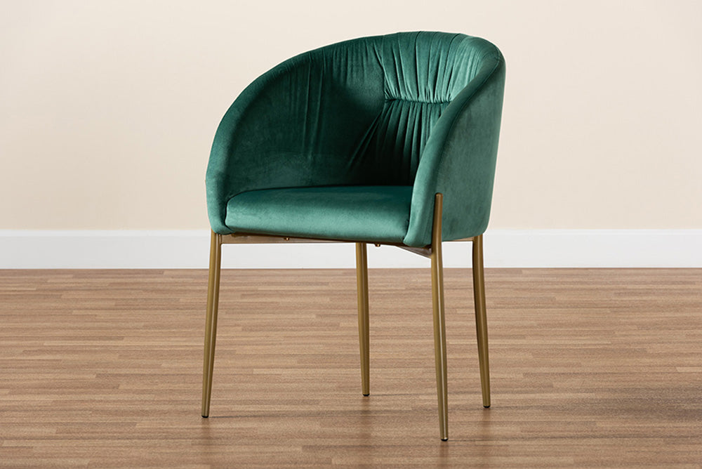 Baxton Studio - Ballard Dining Chair - DC168-Emerald Green Velvet/Gold-DC view 9