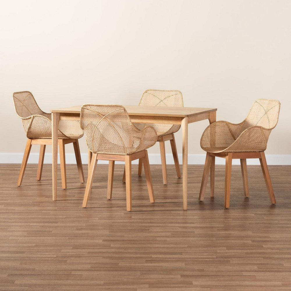 Baxton Studio - Ballerina Dining Set in Natural Brown - KYG006C-Natural-5PC Dining Set view 9